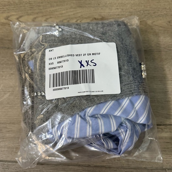 NWT! Anthropologie Maeve Embellished Crop Vest & Buttondown Twofer Top - 🐬🧢 - Picture 6 of 7